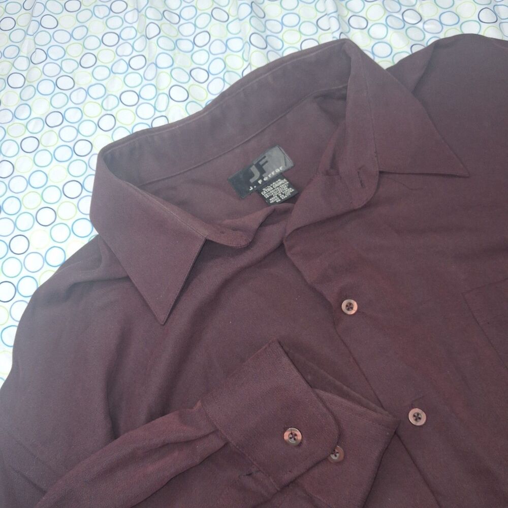 J. Ferrar Men's Long Sleeve Burgandy Slim Fit Dress Shirt Size XL